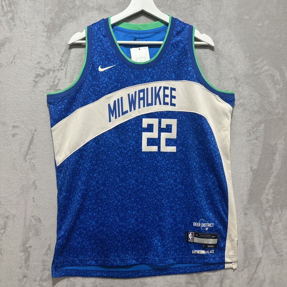 Nike Milwaukee Bucks City Edition Royal Swingman #22 Jersey Youth Size XL 18/20